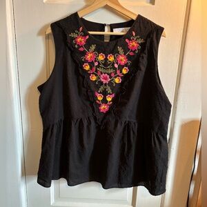 Time and Tru Black Floral Top